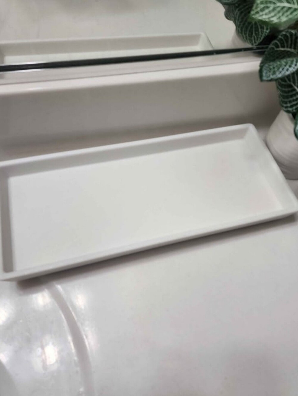 White Ceramic Vanity Tray for Bathroom - Picture 2 of 6